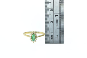 14K Marquise Emerald Diamond Engagement Ring Yellow Gold