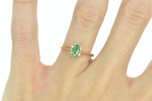 14K Marquise Emerald Diamond Engagement Ring Yellow Gold