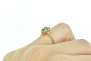 14K Marquise Emerald Diamond Engagement Ring Yellow Gold