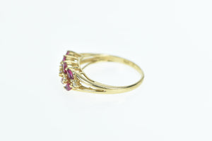 14K Marquise Ruby Diamond Vintage Band Ring Yellow Gold