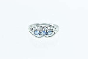 14K Blue & White Sapphire Twist Statement Ring White Gold