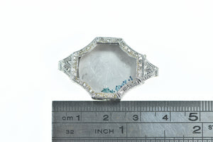 Platinum Art Deco 19.5x18.5mm Diamond Wrist Watch Case