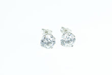 Load image into Gallery viewer, 14K 8.0mm Vintage Solitaire Classic CZ Stud Earrings White Gold