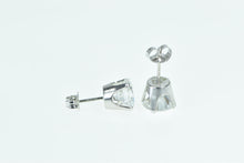 Load image into Gallery viewer, 14K 8.0mm Vintage Solitaire Classic CZ Stud Earrings White Gold