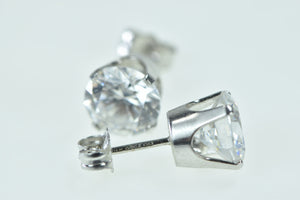 14K 8.0mm Vintage Solitaire Classic CZ Stud Earrings White Gold