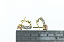 Load image into Gallery viewer, 18K Vintage Tourmaline Tanzanite French Clip Earrings Yellow Gold