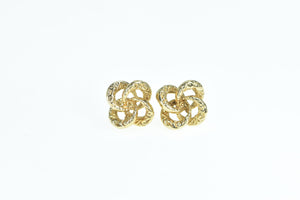 14K Vintage Four Coil Knot Spiral Stud Earrings Yellow Gold