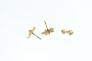 14K Filigree Flower Vintage Fashion Stud Earrings Yellow Gold