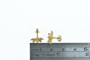 14K Filigree Flower Vintage Fashion Stud Earrings Yellow Gold