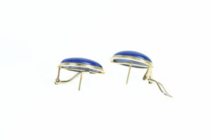 14K Oval Lapis Lazuli Vintage Cabochon Earrings Yellow Gold