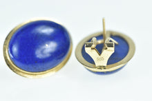 Load image into Gallery viewer, 14K Oval Lapis Lazuli Vintage Cabochon Earrings Yellow Gold