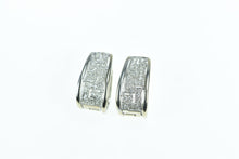 Load image into Gallery viewer, 14K Diamond Greek Wave Vintage Hoop Earrings White Gold