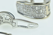 Load image into Gallery viewer, 14K Diamond Greek Wave Vintage Hoop Earrings White Gold