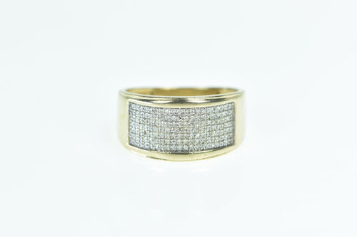 10K Squared Diamond Pave Wide Band Ring Yellow Gold