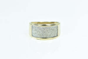 10K Squared Diamond Pave Wide Band Ring Yellow Gold
