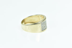 10K Squared Diamond Pave Wide Band Ring Yellow Gold