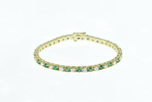 Load image into Gallery viewer, 14K 6.50 Ctw Emerald VS Diamond Tennis Bracelet 7&quot; Yellow Gold