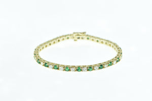 14K 6.50 Ctw Emerald VS Diamond Tennis Bracelet 7" Yellow Gold