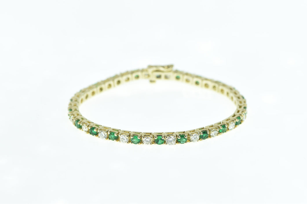 14K 6.50 Ctw Emerald VS Diamond Tennis Bracelet 7