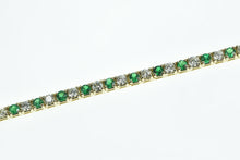 Load image into Gallery viewer, 14K 6.50 Ctw Emerald VS Diamond Tennis Bracelet 7&quot; Yellow Gold