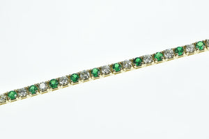 14K 6.50 Ctw Emerald VS Diamond Tennis Bracelet 7" Yellow Gold