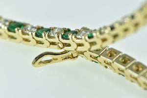 14K 6.50 Ctw Emerald VS Diamond Tennis Bracelet 7" Yellow Gold