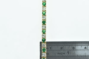 14K 6.50 Ctw Emerald VS Diamond Tennis Bracelet 7" Yellow Gold