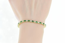 Load image into Gallery viewer, 14K 6.50 Ctw Emerald VS Diamond Tennis Bracelet 7&quot; Yellow Gold