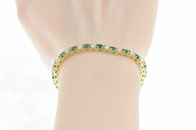 Load image into Gallery viewer, 14K 6.50 Ctw Emerald VS Diamond Tennis Bracelet 7&quot; Yellow Gold