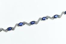 Load image into Gallery viewer, 18K 7.52 Ctw Natural Sapphire Diamond Wavy Bracelet 7.25&quot; White Gold