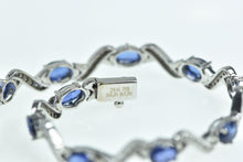 Load image into Gallery viewer, 18K 7.52 Ctw Natural Sapphire Diamond Wavy Bracelet 7.25&quot; White Gold