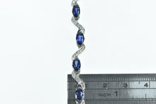 Load image into Gallery viewer, 18K 7.52 Ctw Natural Sapphire Diamond Wavy Bracelet 7.25&quot; White Gold