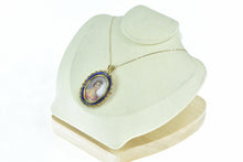Load image into Gallery viewer, 18K Victorian Painted Lady Ornate Enamel Pendant/Pin Yellow Gold