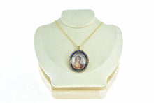 Load image into Gallery viewer, 18K Victorian Painted Lady Ornate Enamel Pendant/Pin Yellow Gold