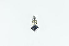 Load image into Gallery viewer, 14K Princess Sapphire Diamond Squared Pendant White Gold