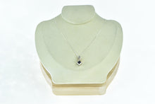 Load image into Gallery viewer, 14K Princess Sapphire Diamond Squared Pendant White Gold