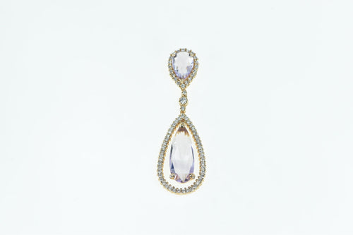 18K 5.05 Ctw Morganite Diamond Drop Pendant Rose Gold