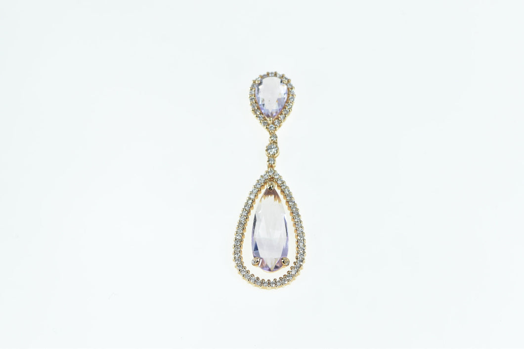 18K 5.05 Ctw Morganite Diamond Drop Pendant Rose Gold