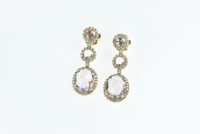 Load image into Gallery viewer, 18K 9.75 Ctw Morganite Diamond Halo Dangle Earrings Rose Gold