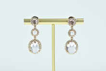 Load image into Gallery viewer, 18K 9.75 Ctw Morganite Diamond Halo Dangle Earrings Rose Gold