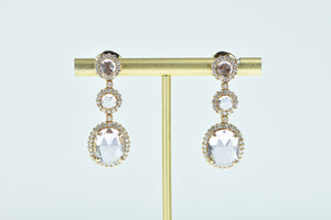 18K 9.75 Ctw Morganite Diamond Halo Dangle Earrings Rose Gold