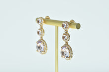 Load image into Gallery viewer, 18K 9.75 Ctw Morganite Diamond Halo Dangle Earrings Rose Gold