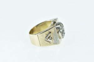 10K 0.50 Ctw Victorian OMC Diamond Squared Ring Yellow Gold