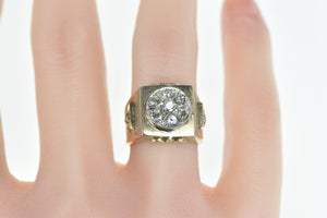 10K 0.50 Ctw Victorian OMC Diamond Squared Ring Yellow Gold