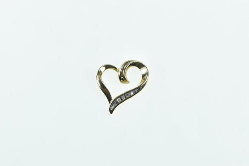 10K Diamond Heart Love Symbol Vintage Pendant Yellow Gold