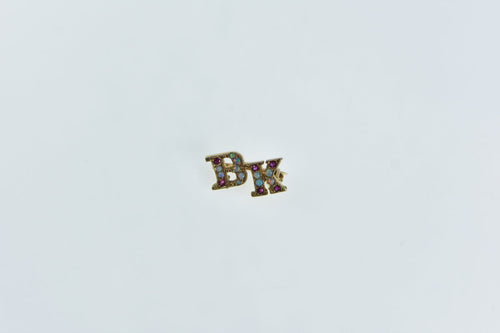 10K Beta Kappa Ruby Opal Lapel Fraternity Pin/Brooch Yellow Gold