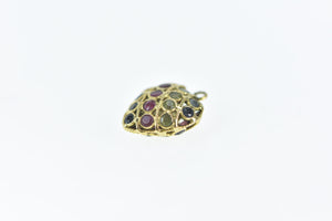 21K Pave Sapphire Ruby Peridot Heart Charm/Pendant Yellow Gold