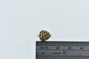 21K Pave Sapphire Ruby Peridot Heart Charm/Pendant Yellow Gold