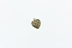 21K Pave Sapphire Ruby Peridot Heart Charm/Pendant Yellow Gold