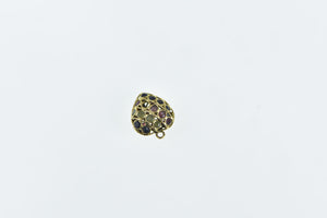 21K Pave Sapphire Ruby Peridot Heart Charm/Pendant Yellow Gold